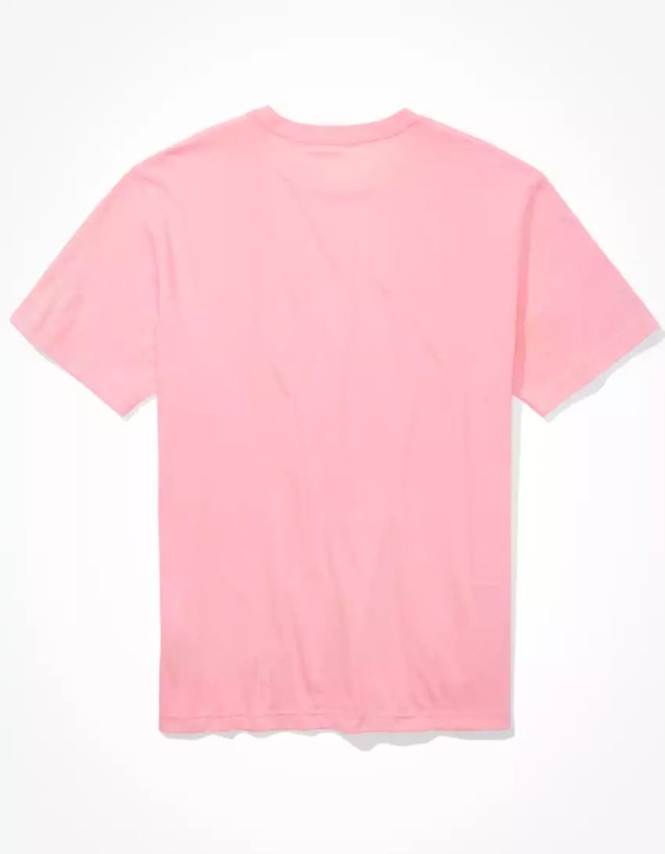 T Shirt Graphique American Eagle AE Super Soft Logo Rose Homme | CJS-11613952